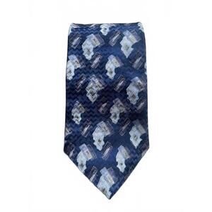 Secours Men's Silk Tie Blue Gray Abstract Pattern
